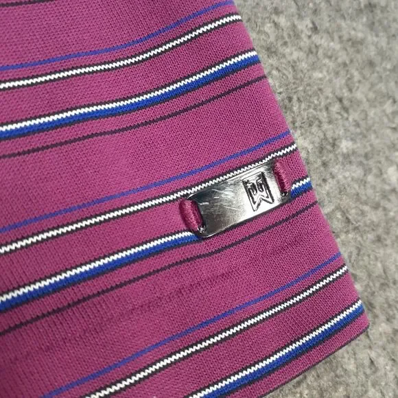 RARE Nike Tiger Woods Collection SAMPLE Polo Shirt Adult L pink blue stripe S/S - Picture 10 of 14